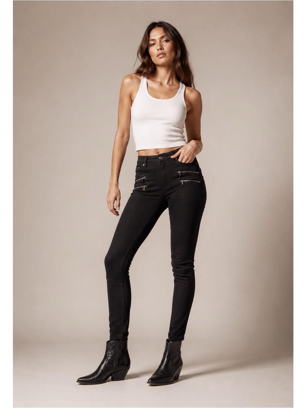VTG Y2K 90s PAIGE Woman Black Stretch Skinny Jeans US27 Moto Grunge Western Chic